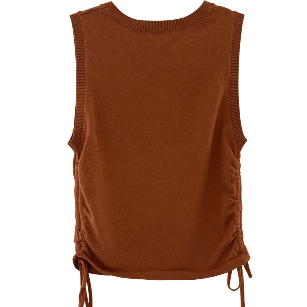 LE LIS Collection Rust Brown Ruched Side Drawstring Knit Tank Top SWT6313 S - Picture 2 of 5